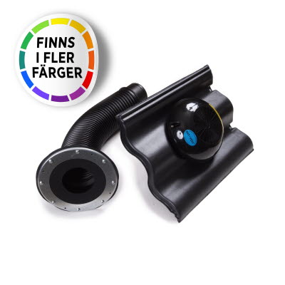 Sky-Vent är en komplett självdragshuv för inredda vindsutrymmen. Ventilationspannan levereras komplett med underbeslag. Finns både i betong och plast.