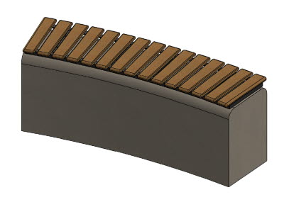 Den radieanpassade bänken för Outline 6,0 meter kan levereras i flera träslag för att möta olika gestaltningskrav i offentlig miljö. Förutom i oljad ek finns sitsen även i oljad Jatoba och Linax‑behandlad furu, vilket gör det möjligt att anpassa uttryck, hållbarhet och färgton efter projektets arkitektur och platsens karaktär.