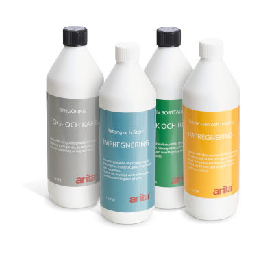 S:t Eriks, Arita finare sten- och betongimpregnering,
Arita sten- och betongimpregnering
Arita fog- och kakelrengörare
Arita kalk- och rostborttagare